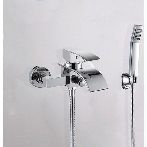Waterfall Bathtub Faucet Solid Brass Quality Bathroom Chrome Shower Faucet Hot & Cold Water Mixer Bath Tub Tap