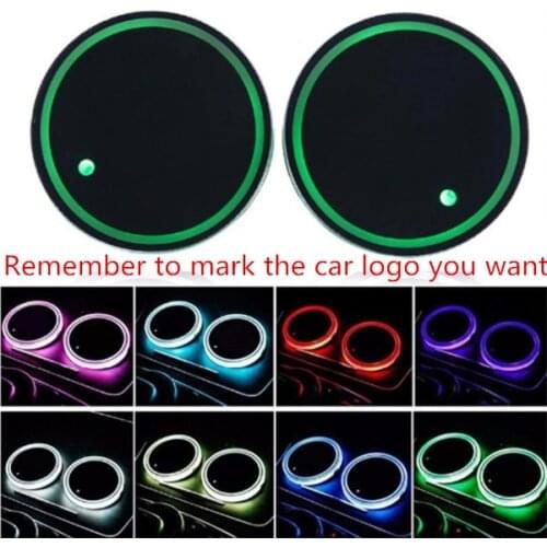 1 PC 7 Colors LED Cup Holder Light Mats Bottle Coasters Car logoAtmosphere Light Constellation LED Cup Holder Pads Automotive s