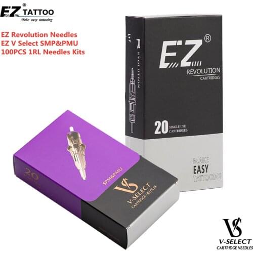100pcs 1RL Round Liner EZ Cartridge Tattoo Needles EZ Revolution & EZ V Select SMP&PMU for Micropigmentation Permanent Make-Up