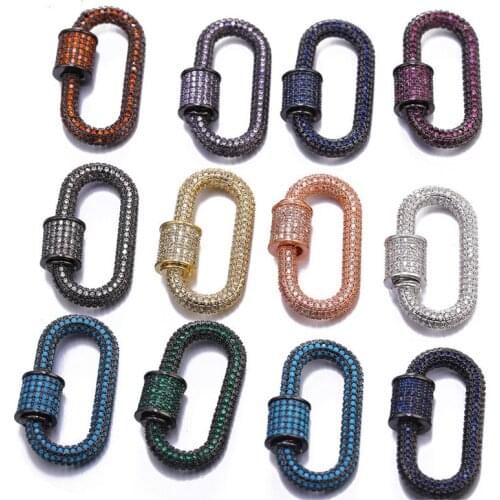 2pcs DIY Color Rainbow CZ Micro Pave Oval Shaped Jewelry Clasps for Jewelry Making