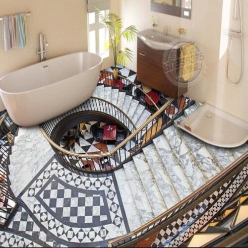 Beibehang Custom large fresco clear rotation stairs 3D floor three-dimensional painting thickening wear pvc waterproof film
