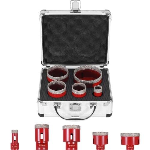 Diamond Core Bit M14 Hole Saw Drill Bit Tool Set 5pcs Tile Hole Cutter With Aluminum Case For Ceramic, Granite, Stone Tile