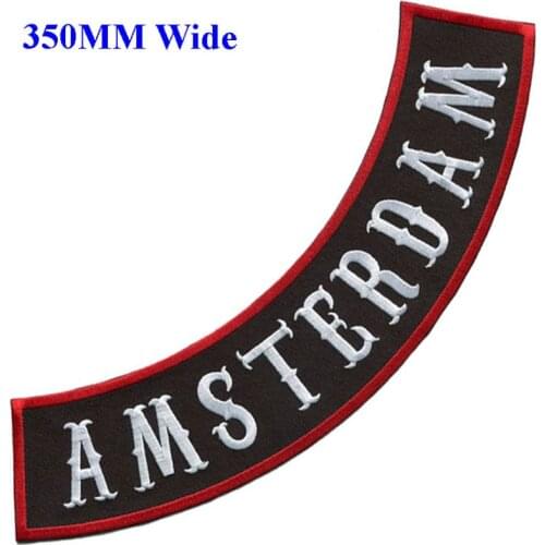 350MM wide AMSTERDAM rocker jacket for full back embroidery patches biker patch chaqueta moto fabric appliques patches