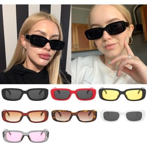 Black Rectangular Sunglasses For Women Luxury Brand Travel Vintage Square Sun Glasses Funny Small Glasse UV400 Bulk Wholesale