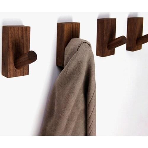 Wooden Coat Hook Natural Wood Clothes Hanger Home Decoration Clothes Bag Hat Headphone Hanger Key Holder Hallway Wall Hook