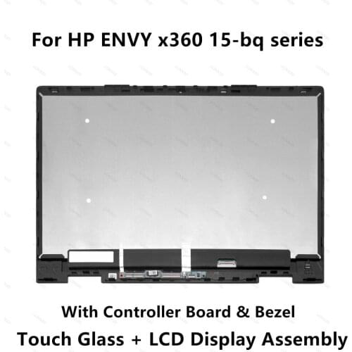 For HP ENVY x360 15-bq000nb 15-bq001nb 15-bq102nb 15-bq005no 15-bq000no Touch Glass Digitizer LCD Display Screen Assembly+Bezel