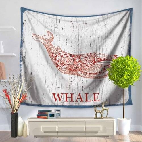 Home Decorative Wall Hanging Carpet Tapestry 130x150cm Rectangle Bedspread Whale Octopus Turtles Hippocampus Pattern GT1126