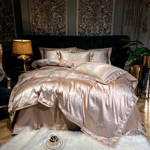 European Cotton Duvet Cover Sets for Bedroom Royal Style High Quality Queen King Size Satin Emboridered Bedding Sheet Set 4pcs