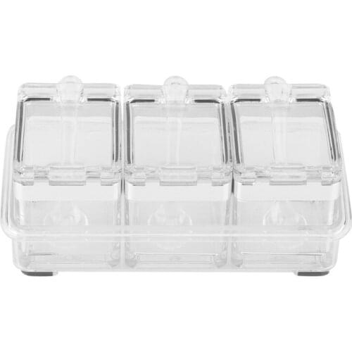 Acrylic Seasoning Box Spice Jar Set Condiment Cruet Bottle Kitchen Supplies With Spoon Kitchen Storage Box