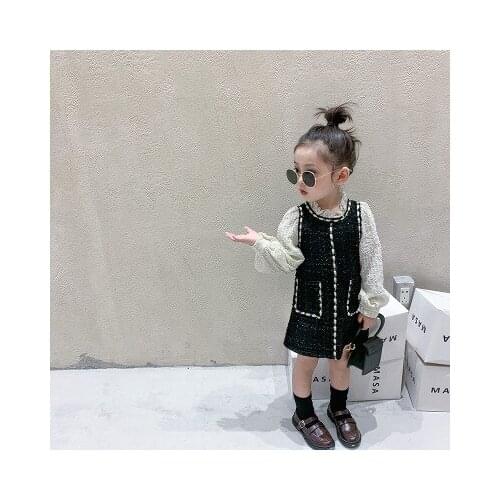 Little Fragrance Dress for Girls2020 Autumn New Korean Style Wild Long-sleeved Ladies Slim and Fashionable Cute Dress Girl Dress