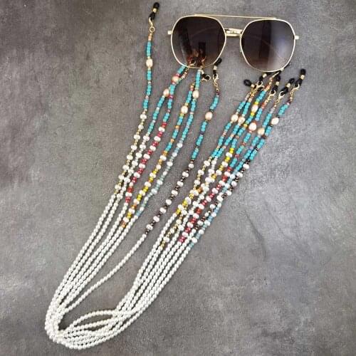 Fashion Pearl Reading Glasses Stone Bead Chain Sunglasses Eyewears Cord Holder Neck Strap Rope Necklace Eyeglass String Lanyard