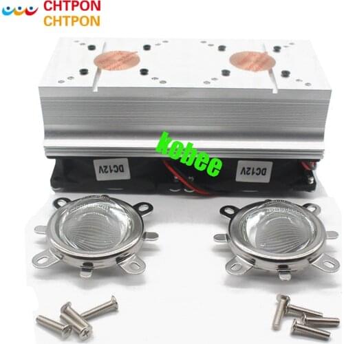 100W 200W High Power LED Heatsink cooling with fans 44mm Lens +Reflector Bracket