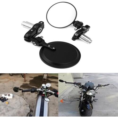 MOTORCYCLE ROUND SIDE 7/8" HANDLE BAR END MIRRORS FOR CAFE RACER BOBBER CLUBMAN