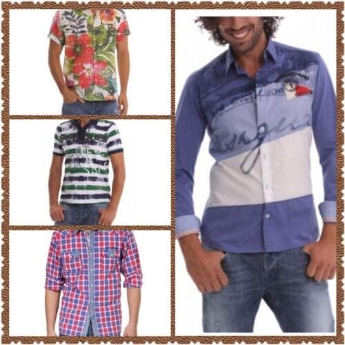 DESIGUAL Spain Men Pop Print Graffiti Long Sleeve plaid shirt hawaiian shirt harajuku shirt