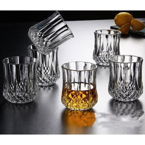 Hellodream Whiskey Glass Set of 4 Old Fashioned Lead Free Crystal Liquor or Scotch Glasses,6.76 oz