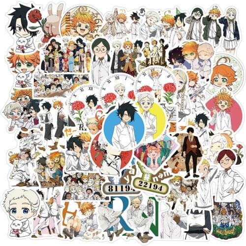 50PCS The Promise Neverland Anime Stickers To DIY Stationery PS5 Luggage Bicycle Helmet Decals For Children Cartoon Stickers