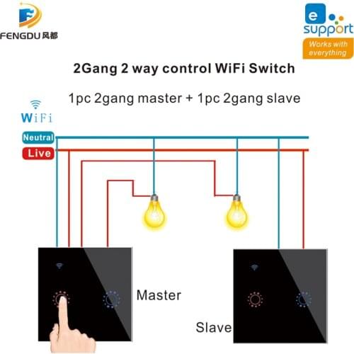 1 2 3 Gang 2way Light Switch Intelligent Wireless Wifi Touch Wall Smart Switch eWeLink APP Alexa Voice Control Touch Wall Switch