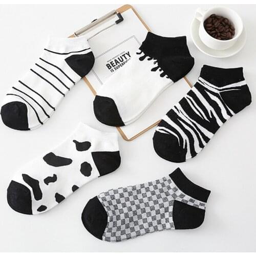2 Pair Asakuchi Summer Women Ankle Socks Set Cotton Short Stripe Pattern Japanese Style Socks Funny Girl Vintage Chausette Femme