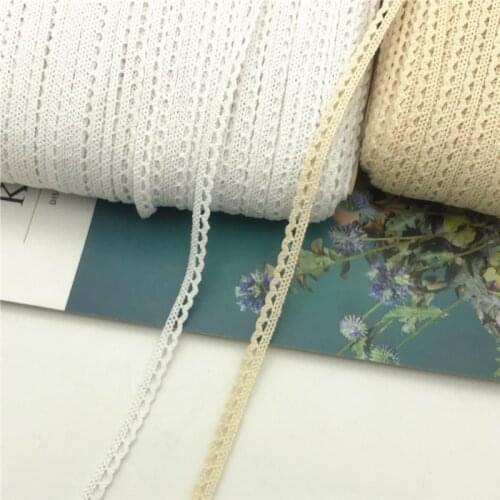 Wholesale 500yards Beige and white color Cotton Lace Crochet Ribbon lace width 7mm Lace Trim Edging WeddingLeiao Craft