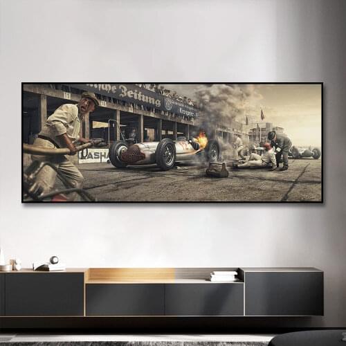 Racing Car On Fire Poster Print On Canvas Painting Nordic Wall Art Picture For Living Room Home Decor Decoration Frameless