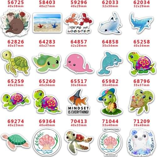 DIY Craft Supplies Sewing Accessories Cartoon Aquatic Animal Printed Planar Resins Mold 10 Pieces. PR-56725