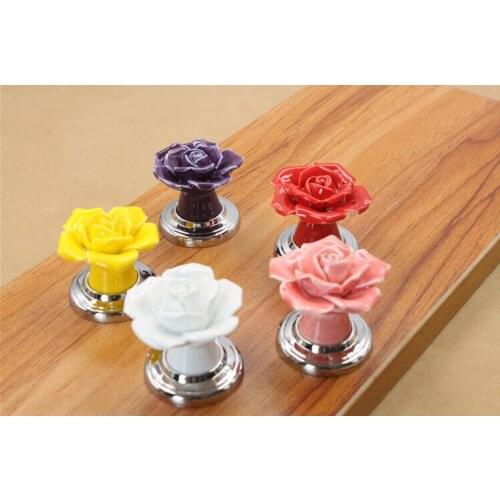 Rose Flower Jewelry Box Handles and Knobs Ceramic Drawer Knobs