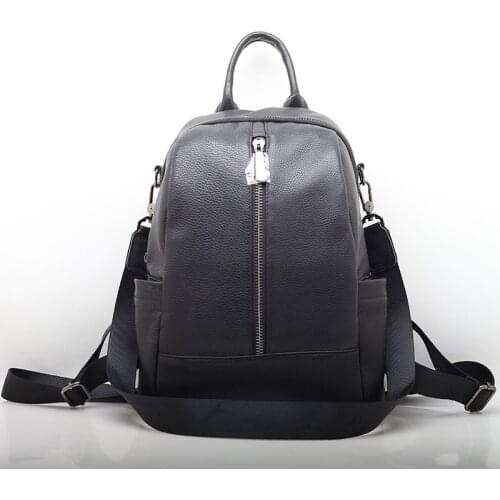 Multifunction Fashion Backpack Genuine Leather Shoulder Bags for Women Casual Black School Bags For Teenagers Travel Mochila