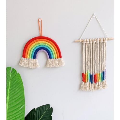 Nordic Room Wall Decoration Handmade Cotton Rope Hanging Decor Strings Crafts Rainbow For Kids Nursery Room Decor Wall Hanging