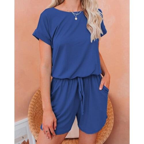 One Piece Outfit Jumpsuit Casual Back Lace Up Black Jumpsuit Women Rompers Womens Jumpsuit Shorts Fashion Women Summer Clothes