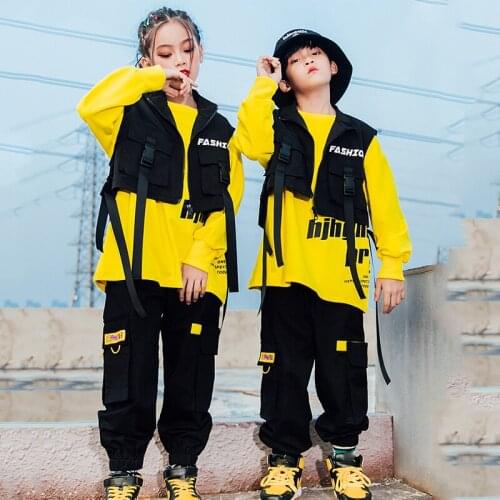 Boys Modern Dance Costumes Fashion Vest Hiphop Suit Girls Jazz Street Dance Clothes Hip Hop Dance Clothes Stage Outfits DQS6230