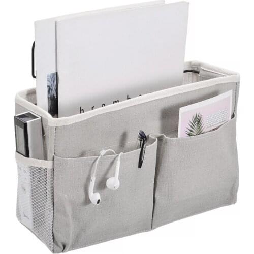 Dorm Room Phone Book Magazine Storage Bag Canvas Hanging Storage Bag Bedside Storage Organizer with Hook