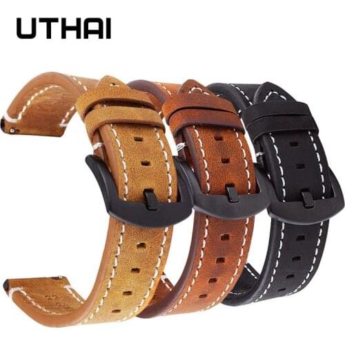 UTHAI P18 Watchbands 18mm 20mm 22mm High-end retro Calf Leather Watch band Watch Strap with Genuine Leather Straps