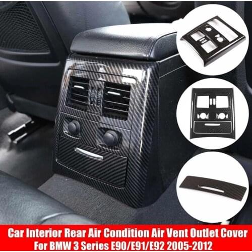 Car Interior Rear Air Vent Outlet Carbon Fiber Texture Cover Decoration For-BMW 3 Series E90 E91 E92 E93 2005-2012