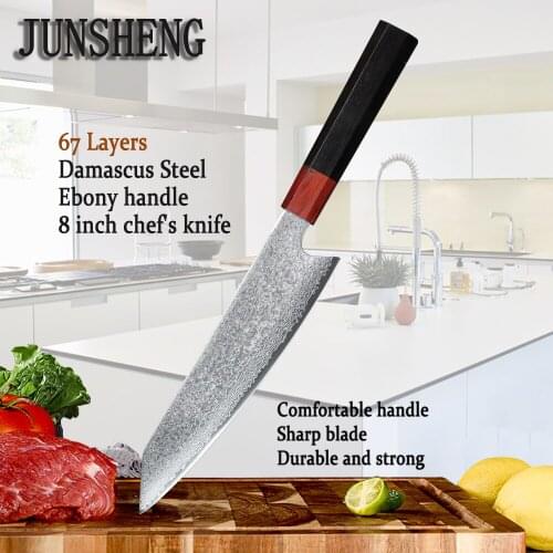 Octagonal Ebony Handle 67 Layers VG10 Damascus Steel Blade 8 Inch Chef Knife Multi-function Slice Cooking Tool EDC Knife