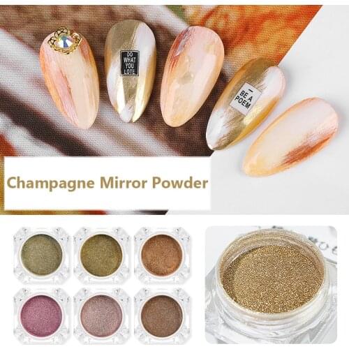 1 Box Metallic Glitter Nail Powder Champagne Rose Gold Colors Metal Mirror Effect Nail Art Tips Decoration Dust Chrome Pigment