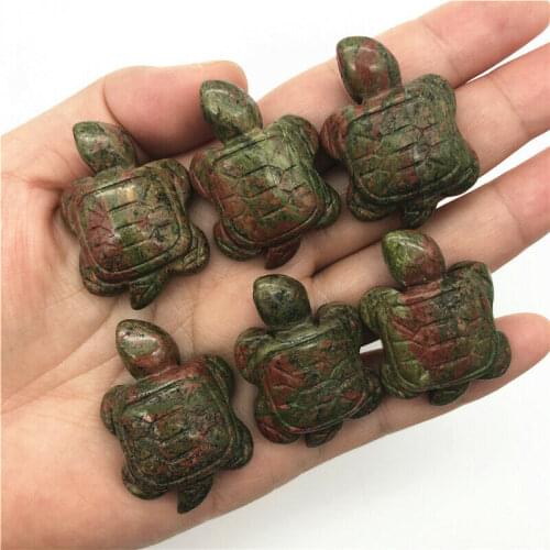 1pc Natural Unakite Crystal Turtle Tortoise Hand Carved Stone Chakra Healing Reiki Natural Quartz Crystals