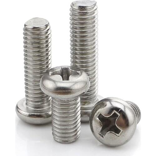 10PCS M3 M4 M5 M6 Stainless Steel Cross Recessed Phillips Screw Round Pan Head Machine Screw Bolts