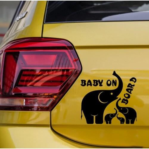 16.5X15.7CM Elephant Family Baby Creative Cartoon Car Sticker BABY ON BOARD Warning Decals N1592