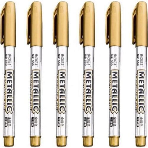 2Pcs Gold Silver Paint Marker Water-base Marker Pen for Ceramics Glass Fabric Leather Dark Paper Painting Doodling