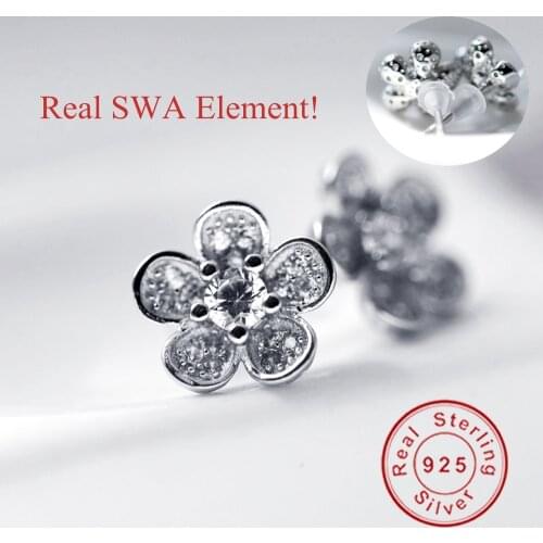 2016 New Arrival Authentic 925 Sterling Silver Dazzling Daisy StudEarrings With Clear CZ Jewelry Special Store For Children Baby