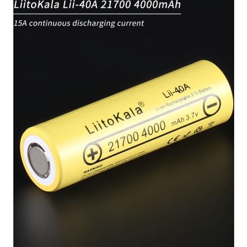 LiitoKala Lii-40A 21700 4000mAh lithium Battery 3.7V 40A for High discharge Mod / Kit 3.7V 15A power 5C Rate Discharge