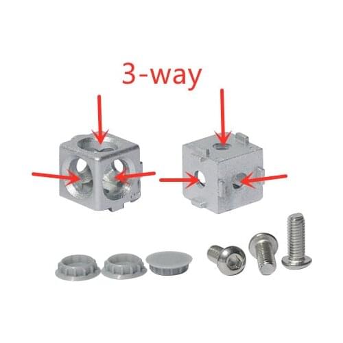2020 aluminum profile fittings 2-way 3-way corner connector two or three way right angle connection block dimensional