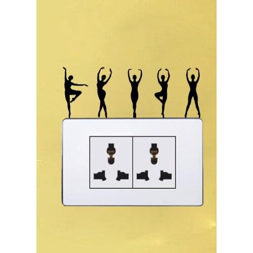 Ballet Dancer Livingroom Wall Stickers Light Switch Decals Accessories 6SS0289