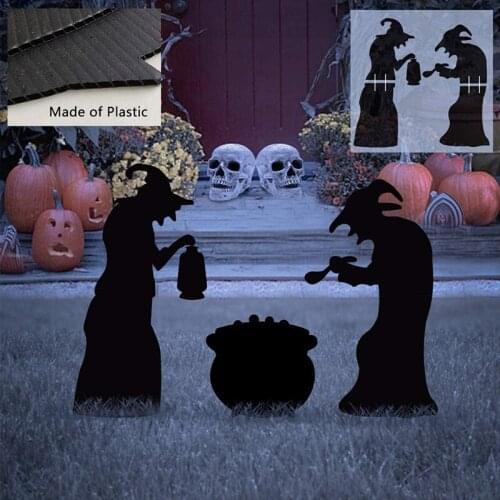 Halloween Witch Black Pot Silhouette Plastic Black Decorative Standing Sign Home Front Yard Courtyard Outdoor Party Decoration