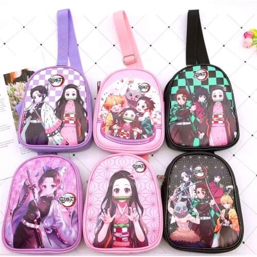 Cartoon Anime Manga Children Messenger Bag Demon Slayer Kimetsu No Yaiba Student Sports Chest Bag Shoulder Storage Crossbody Bag