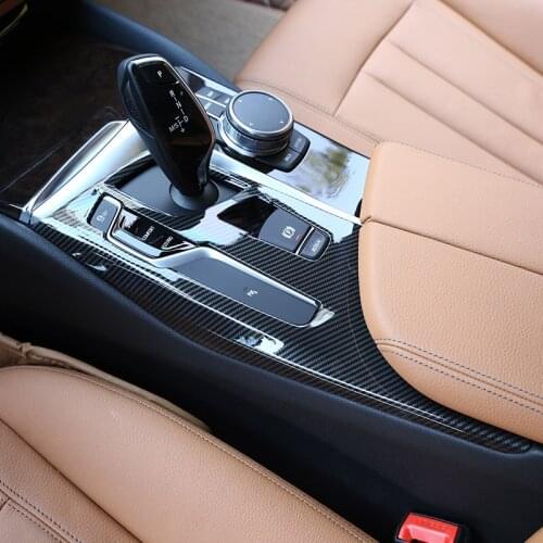 For BMW 5 Series G30 2017-2021 ABS Carbon Fiber/Silver Car Center Console Gear Shift Panel Cover Stickers Car Accessories