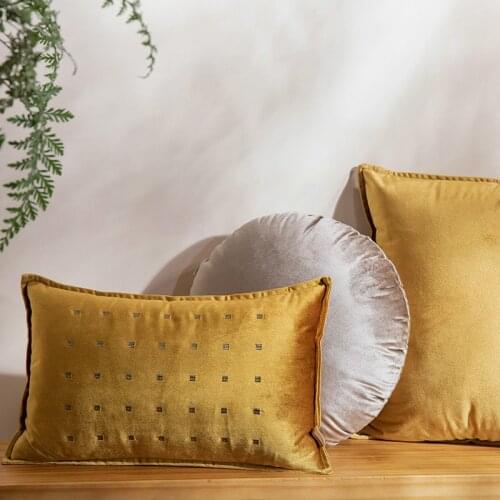 DUNXDECO Cushion Cover Decorative Pillow Case Modern Simple Dot Embroidery Soft Velvet Artistic Home Room Sofa Chair Coussin