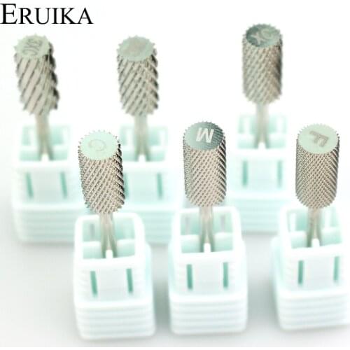 ERUIKA AAAA Top Quality Sliver Tungsten Carbide Nail Drill Rotary Manicure Bits Burr Accessories Milling Cutter Nail Art Tools