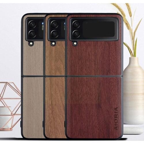 Suitable For Samsung Galaxy Z Flip 3 5G Mobile Phone Wood Simple Phone Case Grain Retro Mobile Case L0T6