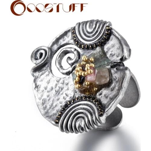 Resizable Rings For Women Fashion Statement Unique Design Coral Stone Jewelry Silver Color Ring for all occasions anillos mujer